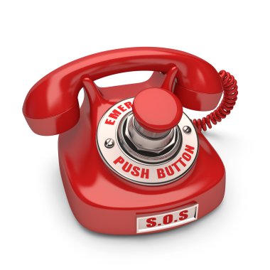 Red phone with emergency button clipart