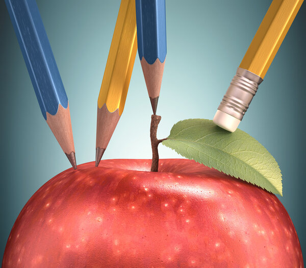 pencils making the perfect apple