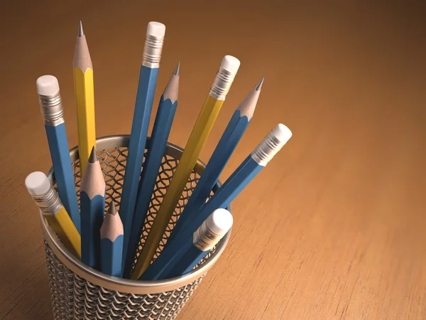 Several pencils on the basket — Stock Photo, Image