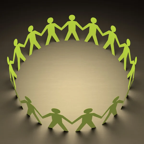 Papel pessoas formando um círculo de união — Fotografia de Stock