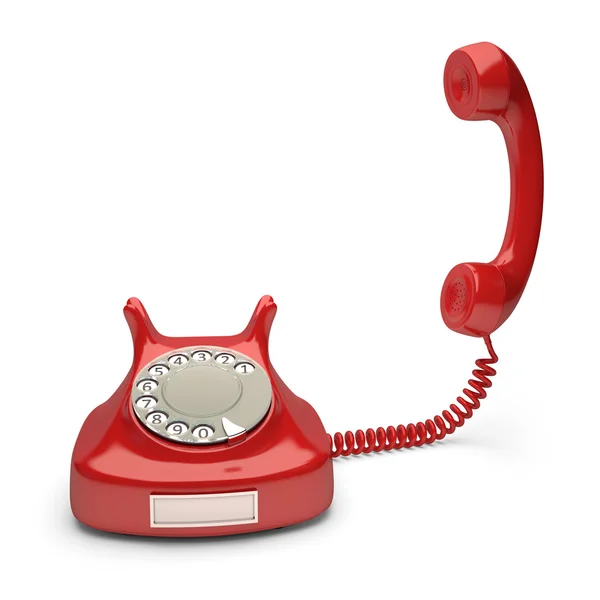 Telefone vermelho com etiqueta vazia — Fotografia de Stock