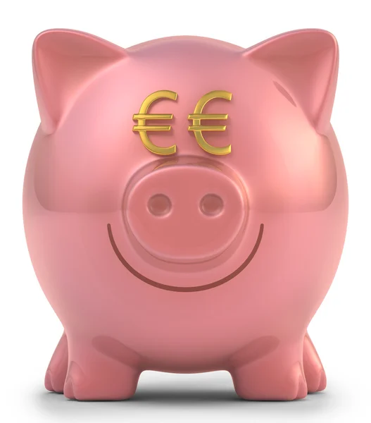 Piggy bank with eyes euro sig — Stock Photo, Image