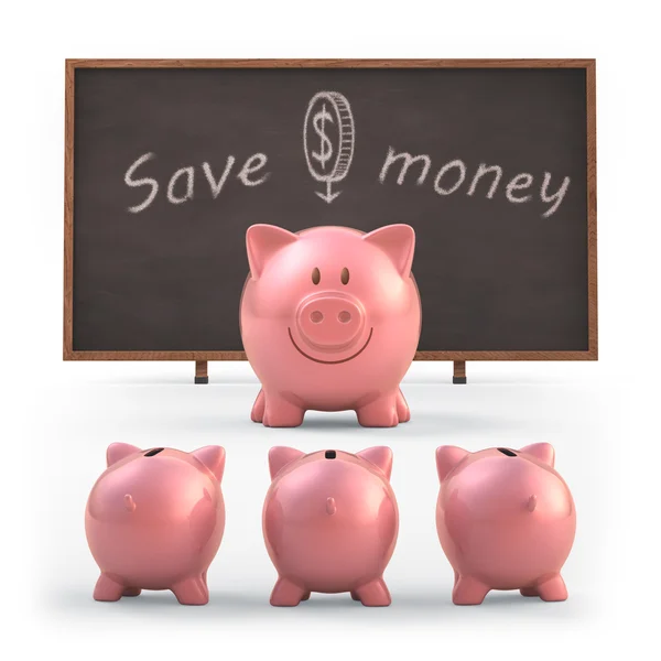 Piggy bank teaching students to save money — Stock Photo, Image