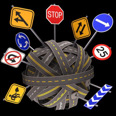 Yol işareti karışıklık yol