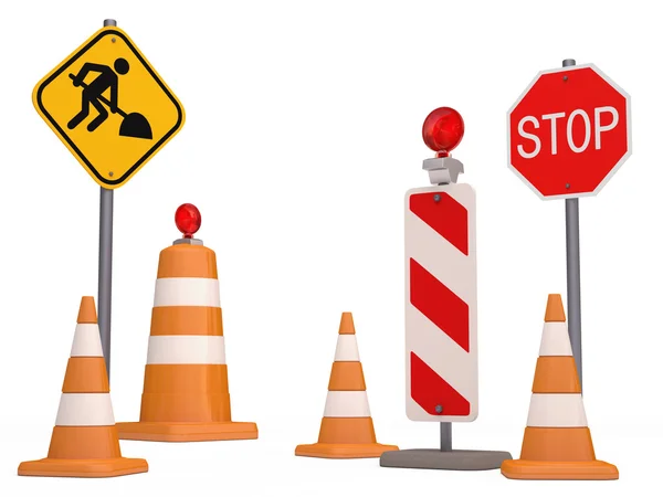 Street cone and easel signs — Stock Photo, Image