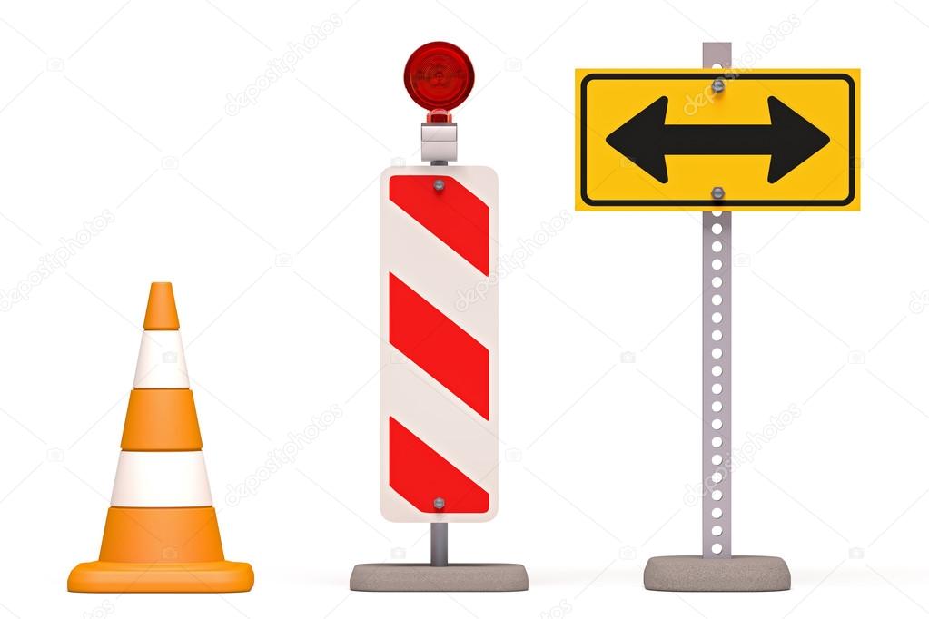 Cone and road signs
