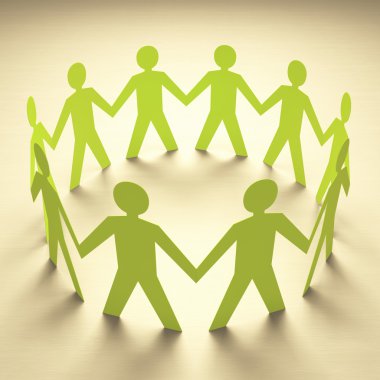 Paper people forming a circle of union. clipart