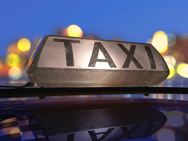 Taxi ljus på taket av bilen — Stockfoto