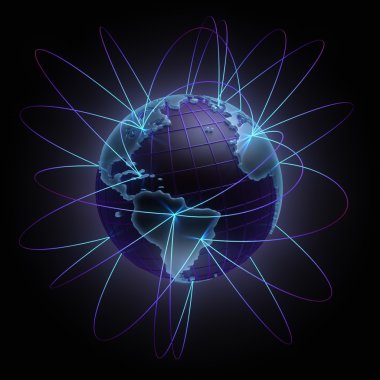 Planet Earth stylized with connections between continents clipart