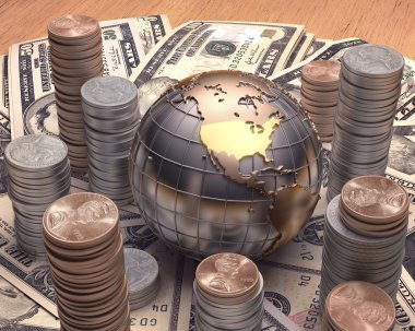 American money around the globe clipart