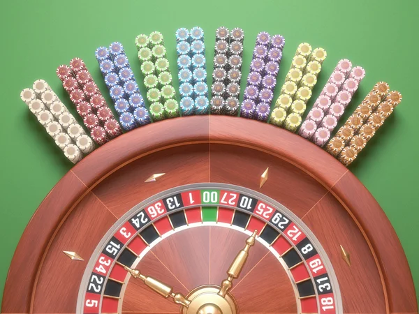 Цветные фишки казино — стоковое фото