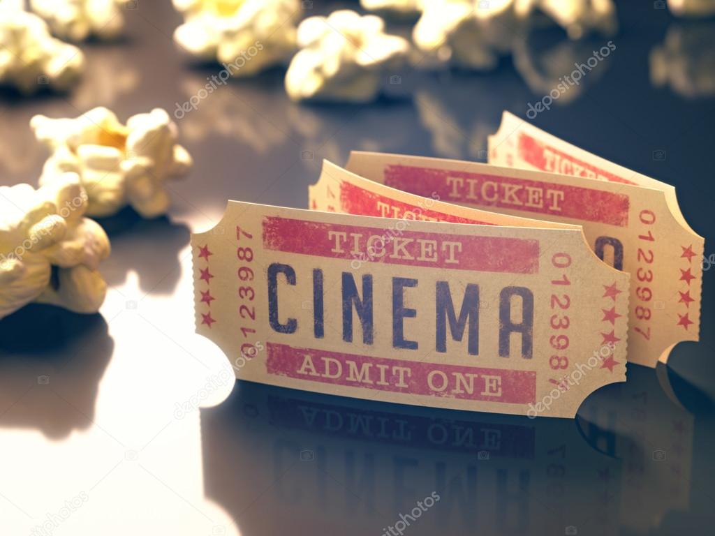 Entry ticket to the cinema with popcorn