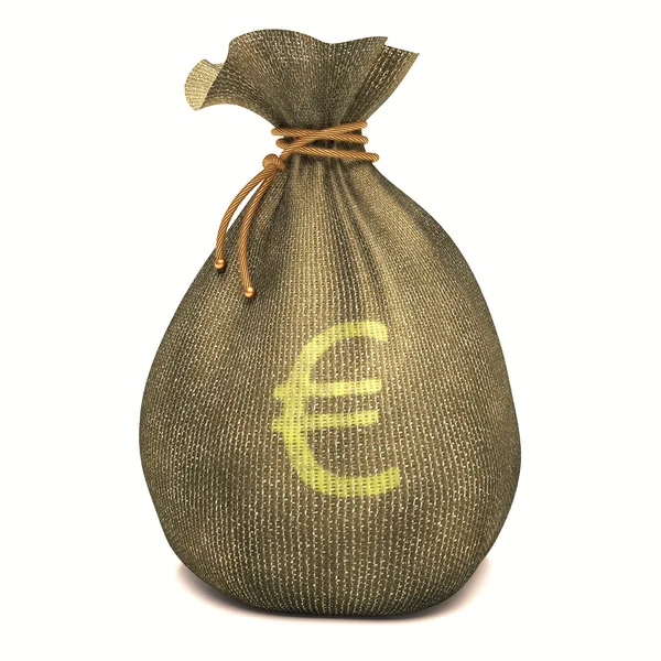 Saco cheio de dinheiro com sinal de Euro — Fotografia de Stock