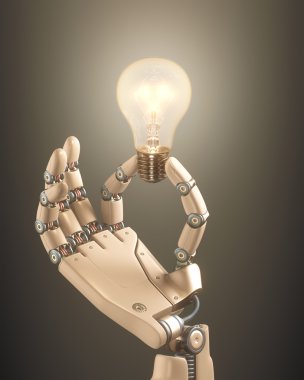 Robot el bir ampul tutarak
