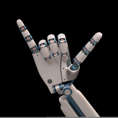 Robot hand showing Hang loose sign