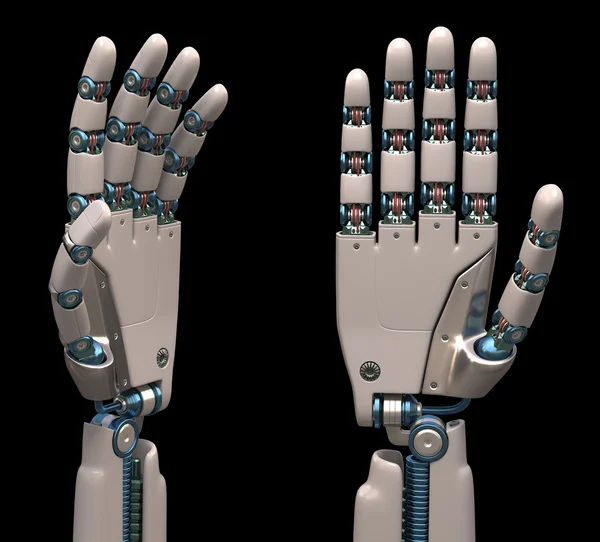 Robotiske hender som menneskelige skjelett – stockfoto