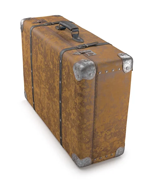 Старый чемодан из кожи и ржавчины на металле — стоковое фото
