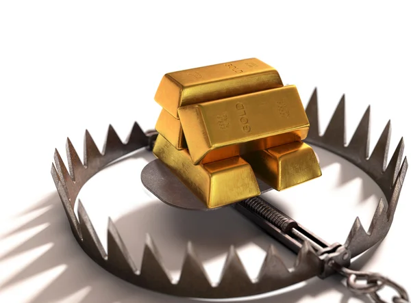 Bear trap with gold bars — Stock Photo, Image