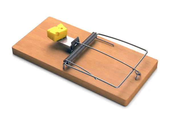 Mousetrap Over White — Stock Photo, Image