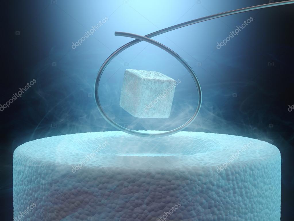 Magnetic levitating above a high-temperature superconductor — Stock Photo ©  ktsdesign #63351297