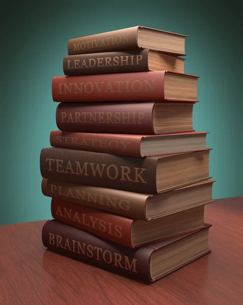 Books stacked with lessons — Stock Photo, Image