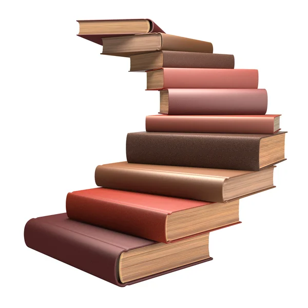 Books stacked in form of stairs — Stock Photo, Image
