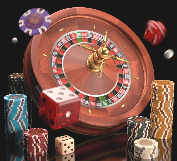 Roulette en spel dobbelstenen — Stockfoto