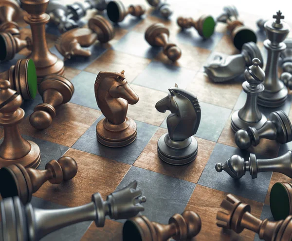 Chess pieces on chessboard — Stock Photo, Image