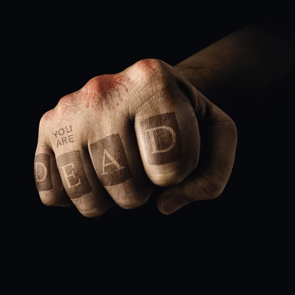 Fist with you are dead tattoo — Stock Photo, Image