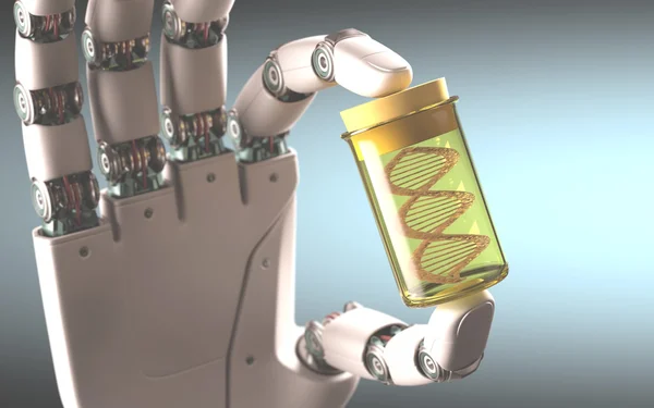 Robotic hand holding test tube — Stock Photo, Image