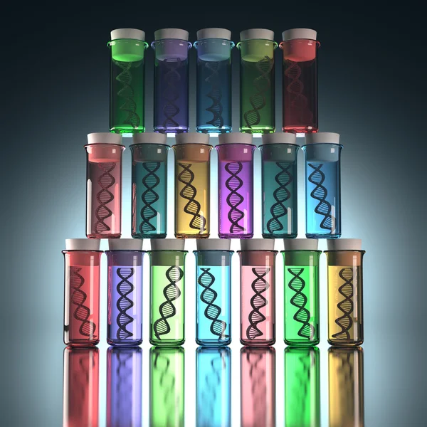 Test tubes with genetic codes — Stock Photo, Image