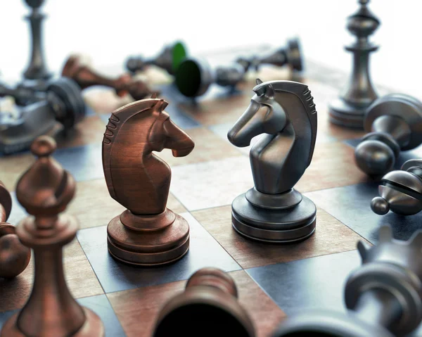 Four Chess Piece Knight on a Chess Board Stock Photo - Image of board,  army: 138703686