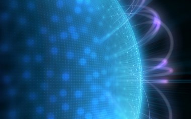 İkili kod temsil eden noktalar ile dijital planet