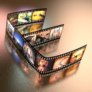 Fotoğrafik film şeridi ile yazılmış E Harfi