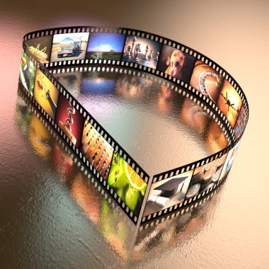 Fotoğrafik film şeridi ile yazılı D harfi