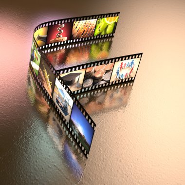 Fotoğrafik film şeridi ile yazılı F harfi