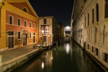 Grand Canal in Venice at night clipart