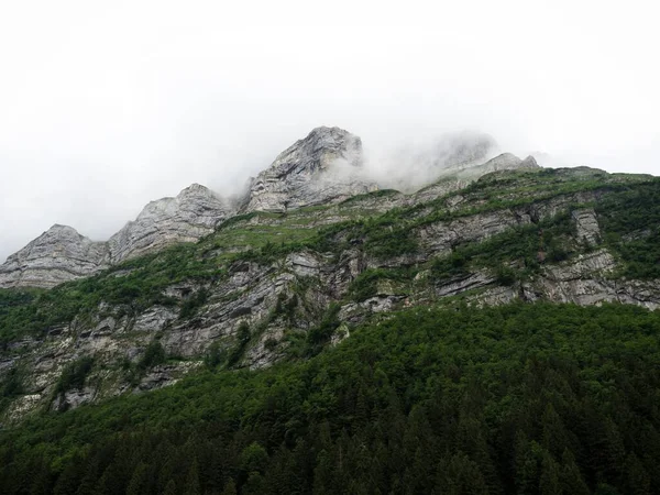 Vista panorámica de la cordillera alpina suiza Alpstein Appenzell Innerrhoden Suiza — Foto de Stock