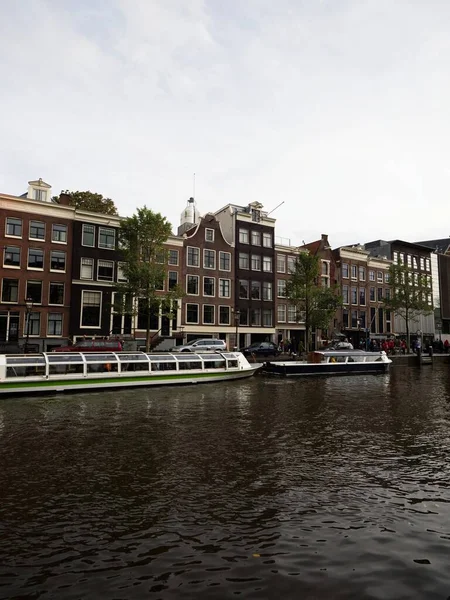 Typical Amsterdam Buildings Prinsengracht Next Dutch Anne Frank House Huis — Stock Photo, Image