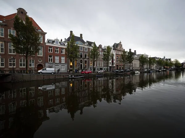 Architecture Typique Style Amsterdam Façade Extérieure Reflet Maisons Bâtiments Dans — Photo