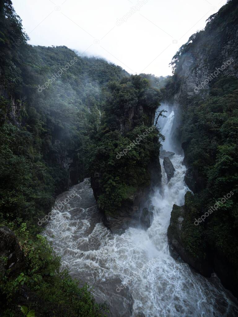 Pailon del diablo Devils Cauldron highest waterfall Rio Pastaza river cascades route Banos Tungurahua Amazonia Ecuador