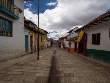 La Candelaria Bogota Başkenti Kolombiya 'nın renkli koloni tarihi binaları.