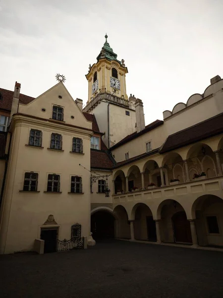 Inner courtyard patio Old town hall Stara Radnica at main square Hlavne Namestie historical center Bratislava Slovakia