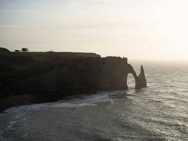 Vista Panorâmica Complexo Giz Etretat Falésias Brancas Pontes Naturais Aiguille — Fotografia de Stock