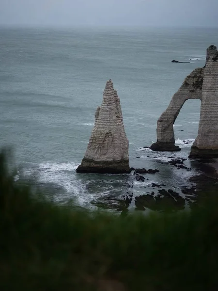 Vista Panorámica Del Complejo Tiza Etretat Acantilados Blancos Puentes Naturales — Foto de Stock