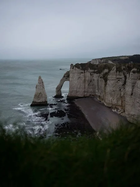 Vista Panorámica Del Complejo Tiza Etretat Acantilados Blancos Puentes Naturales — Foto de Stock