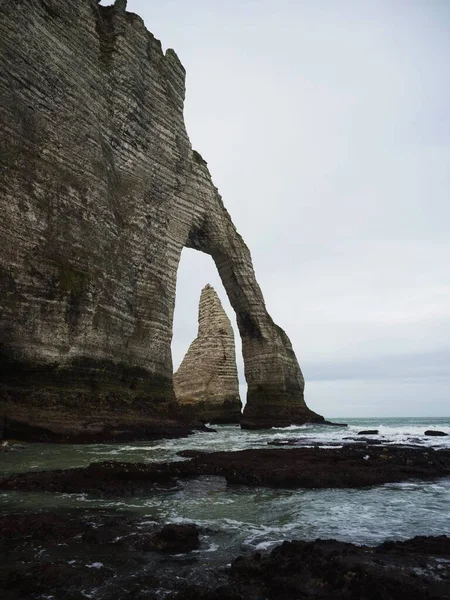 Vista Panorámica Del Complejo Tiza Etretat Acantilados Blancos Puentes Naturales — Foto de Stock