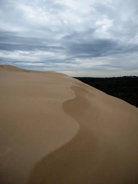 Tymczasem Wzór Kształtu Erozji Piasku Pustyni Dune Pilat Plaży Arcachon — Zdjęcie stockowe