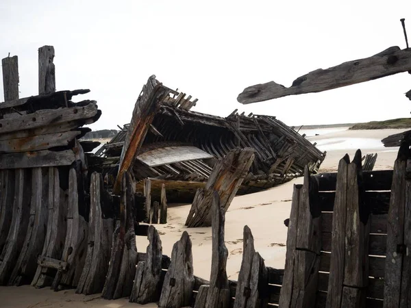 Naufragios Madera Rotos Varados Barco Pesquero Cementerio Naval Cementerio Marino — Foto de Stock