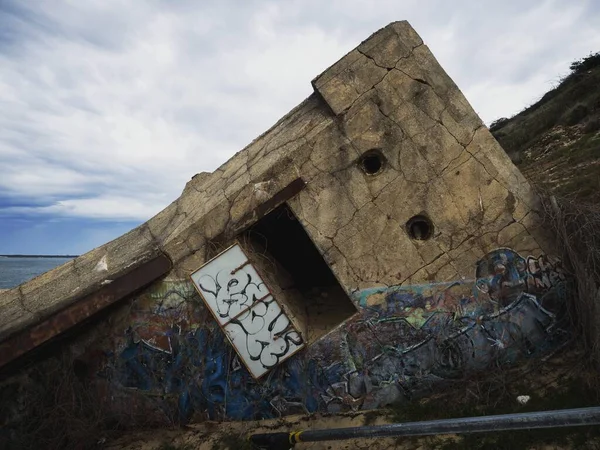 Lugares Perdidos Abandonados Segunda Guerra Mundial Búnker Permanece Ruinas Playa — Foto de Stock